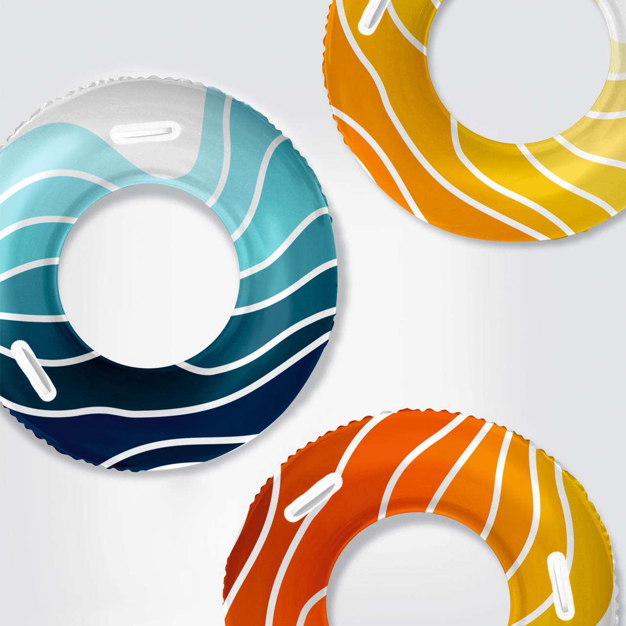 Фирменный паттерн туристического бренда Геленджика на плавательных кругах